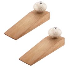 2 Pieces White Marble Ceramic Floral Door Stopper